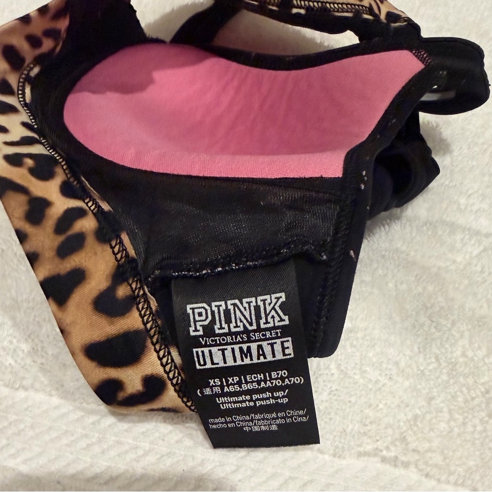 Victoria's Secret PINK brand Ultimate Push-Up Polka Dot Racerback Zip Bra XSmall - Picture 6 of 9
